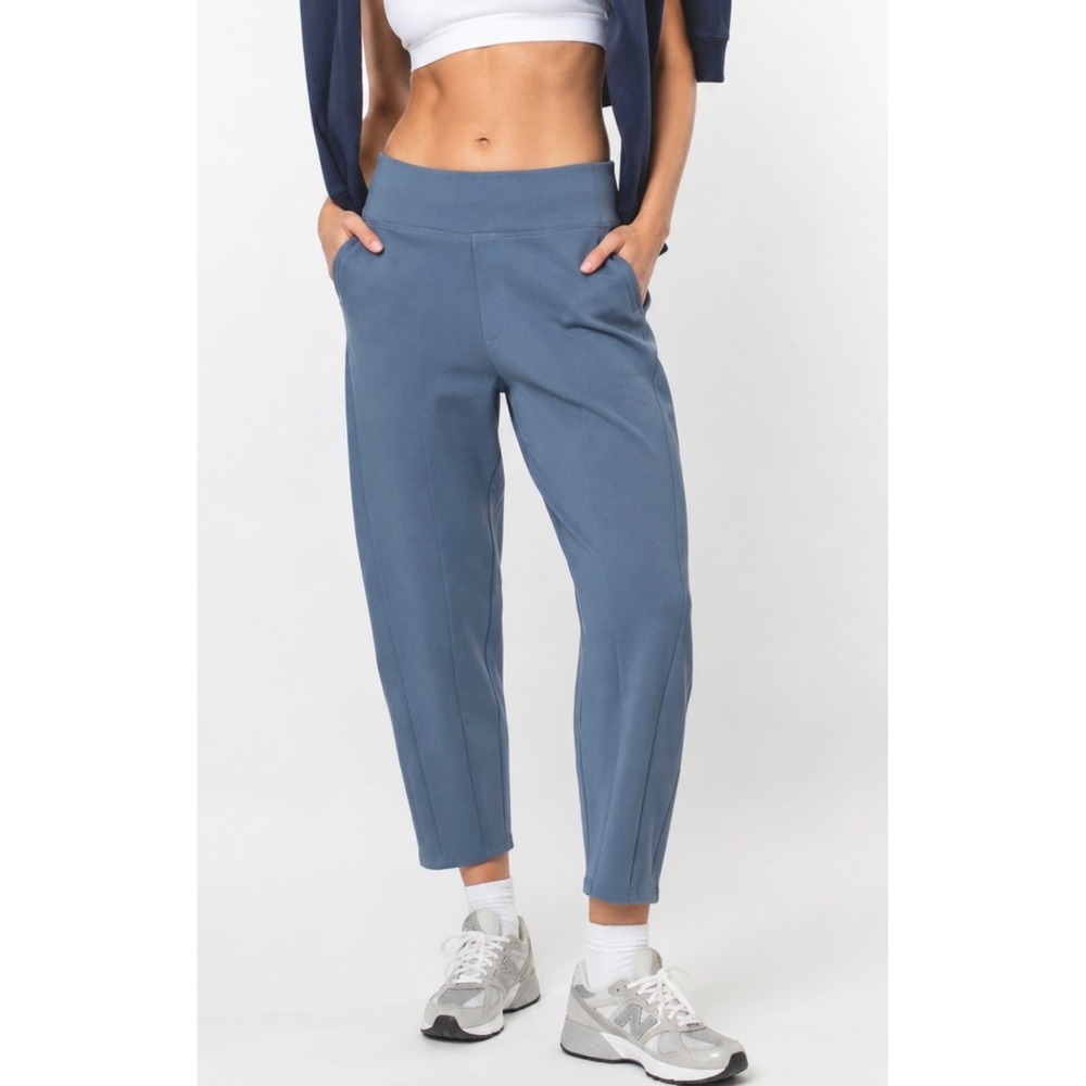 Athleta Endless High Rise Barrel Pants Blue Grey PrimaStretch Womens Size 14P